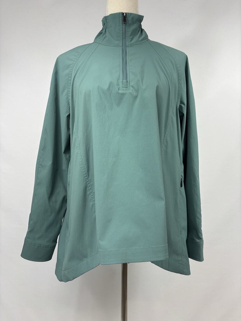 Athleta Advantage Poplin Funnel Neck Technical Jacket Green Blue Teal XS Utility